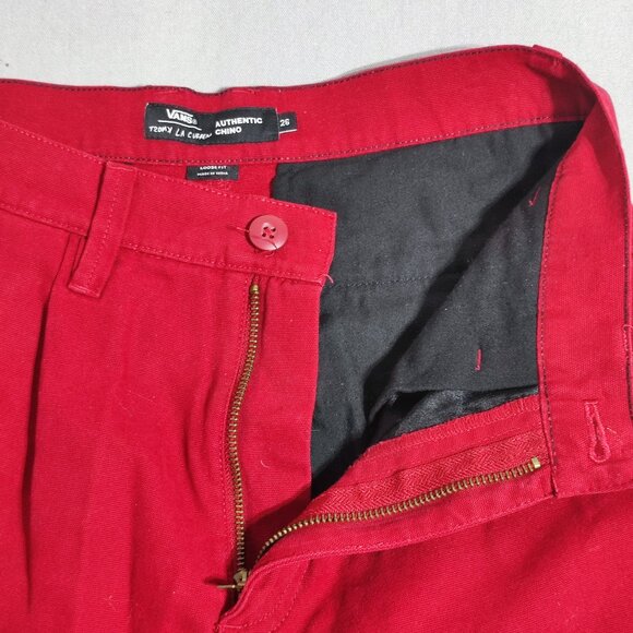 Vans  Knost la Curren Authentic Chino pants men's youth size 26 red  loose fit - Picture 9 of 14